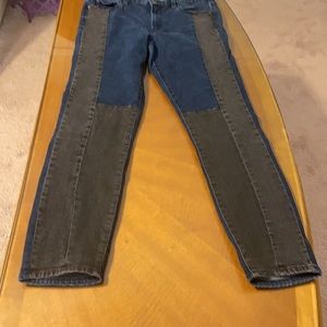 Mid Rise Toothpick Blue/Black Jeans